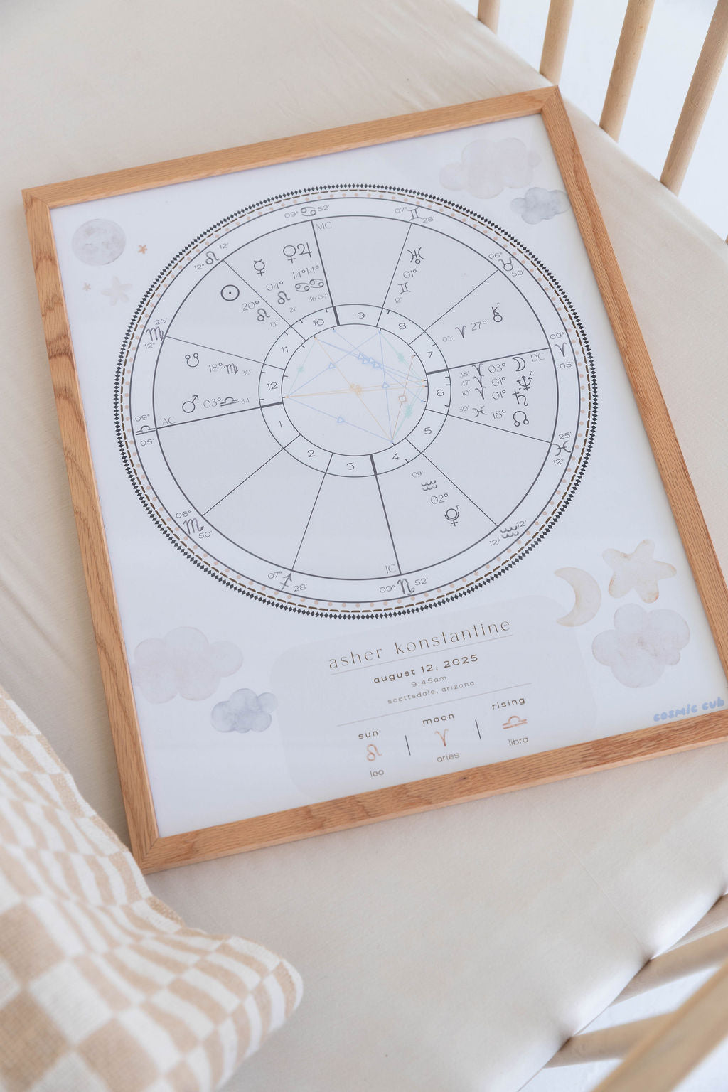 Cosmic Cub Natal Chart — Custom 16×20 Framed Print