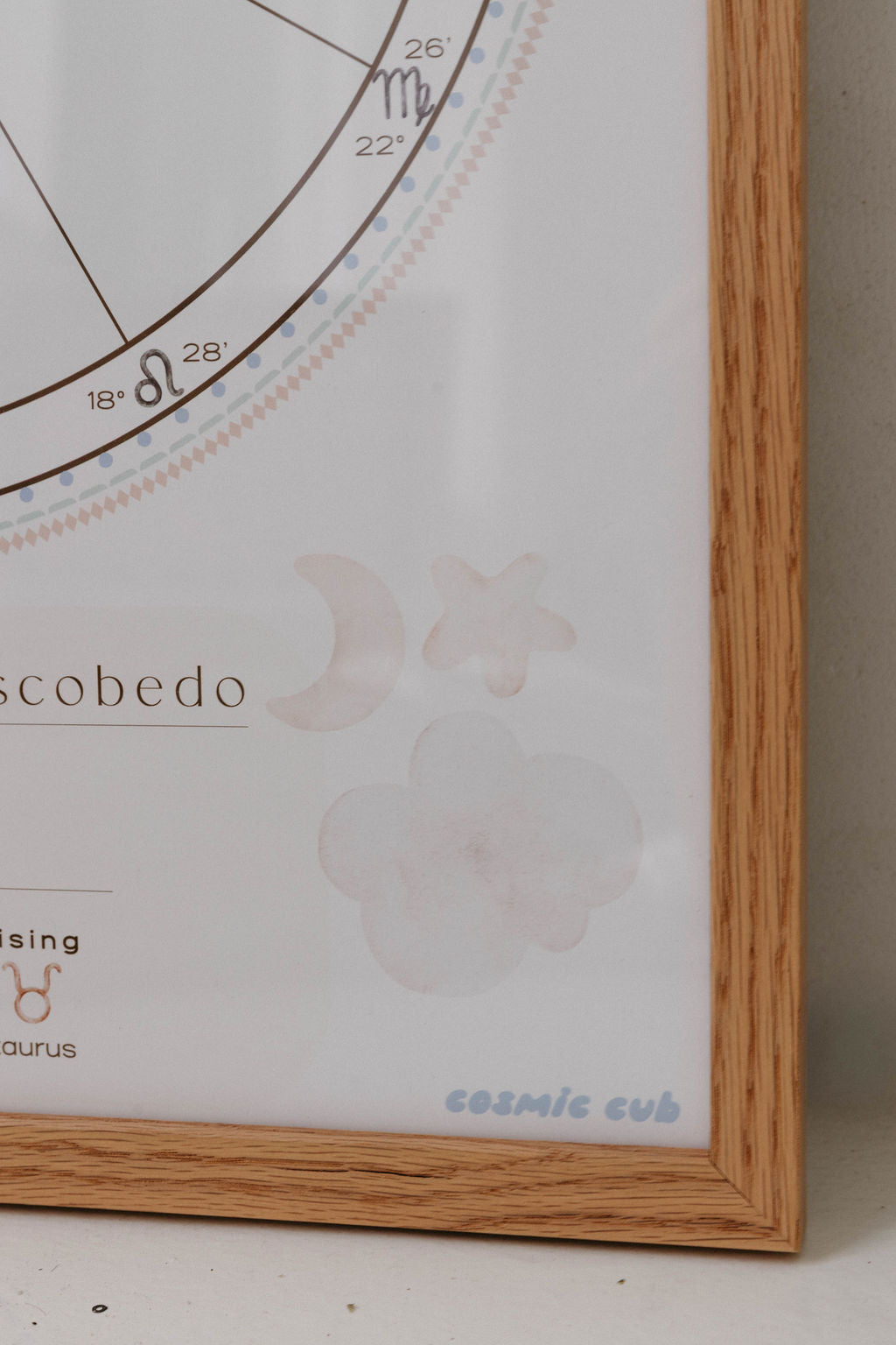 Cosmic Cub Natal Chart — Custom 16×20 Framed Print